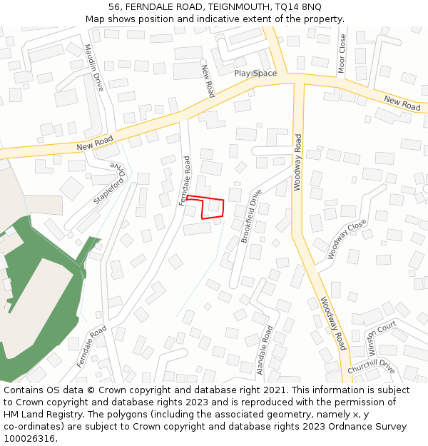 56, FERNDALE ROAD, TEIGNMOUTH, TQ14 8NQ: Location map and indicative extent of plot