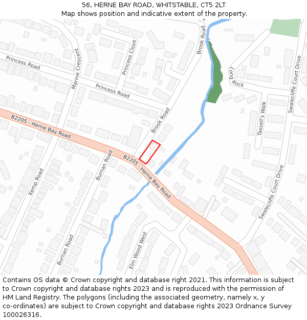 56, HERNE BAY ROAD, WHITSTABLE, CT5 2LT: Location map and indicative extent of plot