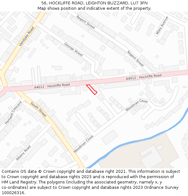 56, HOCKLIFFE ROAD, LEIGHTON BUZZARD, LU7 3FN: Location map and indicative extent of plot