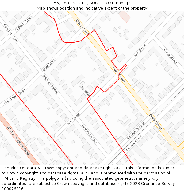 56, PART STREET, SOUTHPORT, PR8 1JB: Location map and indicative extent of plot