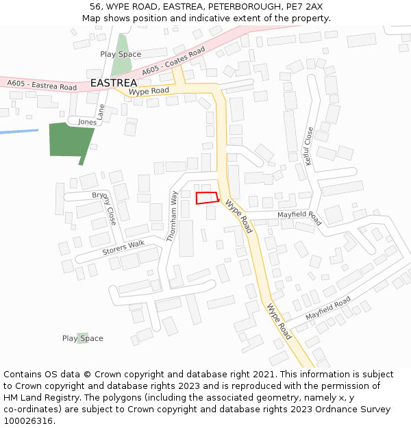 56, WYPE ROAD, EASTREA, PETERBOROUGH, PE7 2AX: Location map and indicative extent of plot