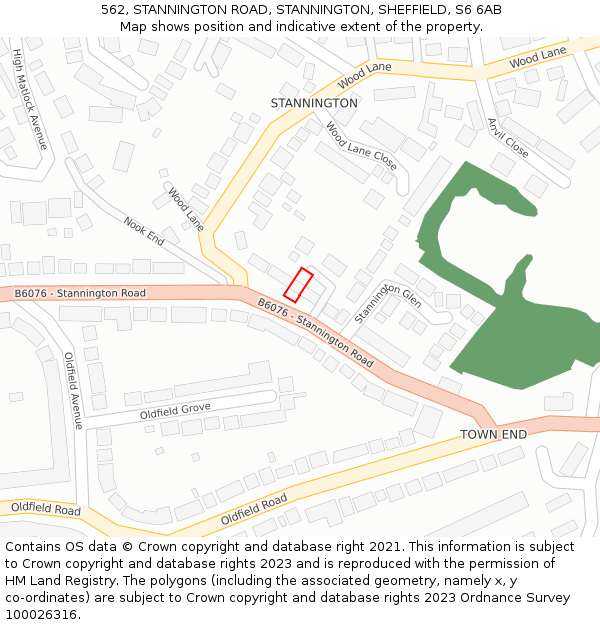 562, STANNINGTON ROAD, STANNINGTON, SHEFFIELD, S6 6AB: Location map and indicative extent of plot