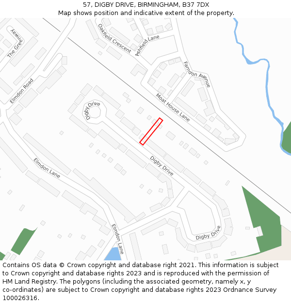 57, DIGBY DRIVE, BIRMINGHAM, B37 7DX: Location map and indicative extent of plot