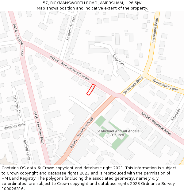 57, RICKMANSWORTH ROAD, AMERSHAM, HP6 5JW: Location map and indicative extent of plot