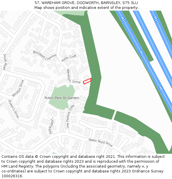 57, WAREHAM GROVE, DODWORTH, BARNSLEY, S75 3LU: Location map and indicative extent of plot