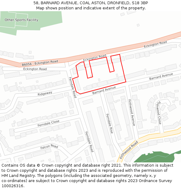 58, BARNARD AVENUE, COAL ASTON, DRONFIELD, S18 3BP: Location map and indicative extent of plot