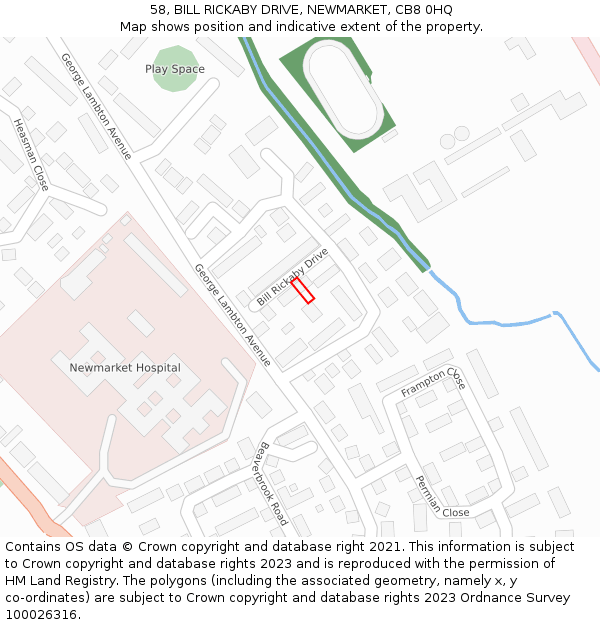 58, BILL RICKABY DRIVE, NEWMARKET, CB8 0HQ: Location map and indicative extent of plot