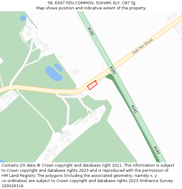 58, EAST FEN COMMON, SOHAM, ELY, CB7 5JJ: Location map and indicative extent of plot