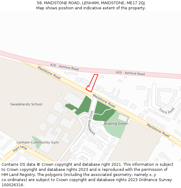 58, MAIDSTONE ROAD, LENHAM, MAIDSTONE, ME17 2QJ: Location map and indicative extent of plot