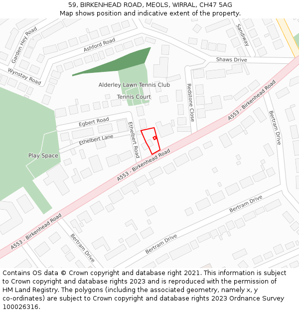 59, BIRKENHEAD ROAD, MEOLS, WIRRAL, CH47 5AG: Location map and indicative extent of plot