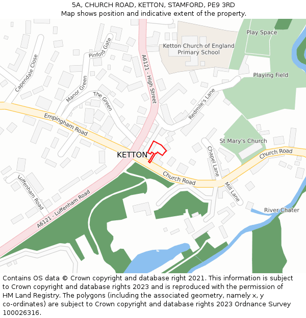 5A, CHURCH ROAD, KETTON, STAMFORD, PE9 3RD: Location map and indicative extent of plot