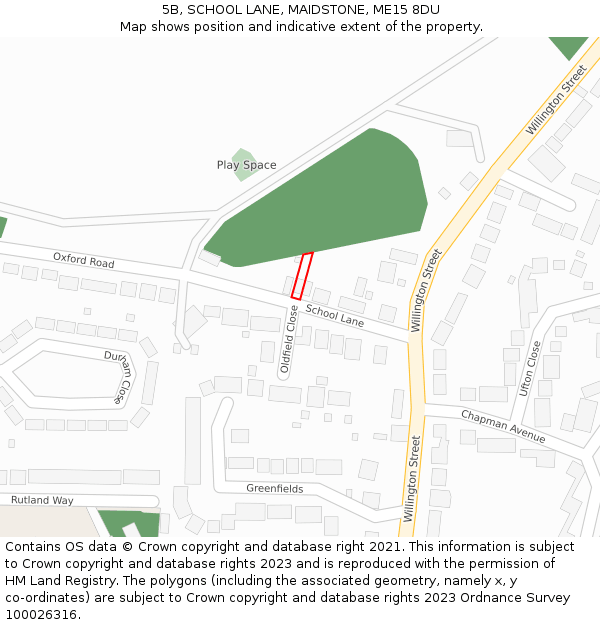5B, SCHOOL LANE, MAIDSTONE, ME15 8DU: Location map and indicative extent of plot
