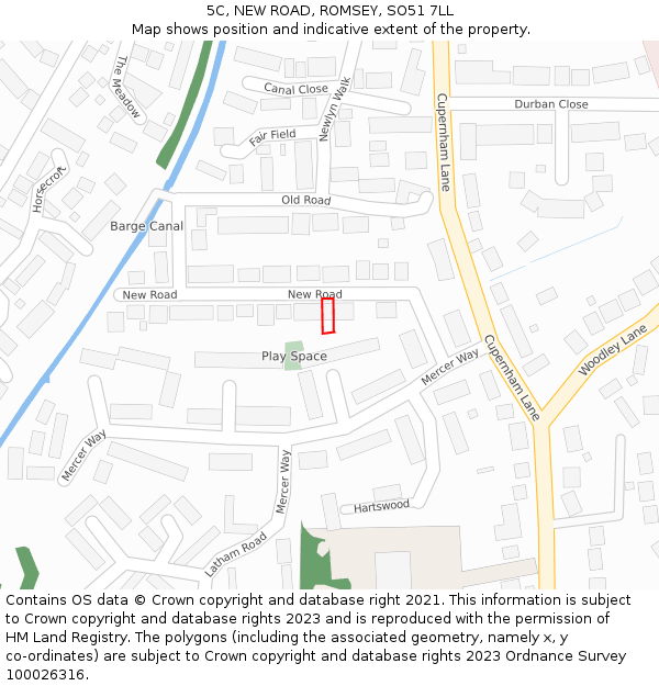 5C, NEW ROAD, ROMSEY, SO51 7LL: Location map and indicative extent of plot