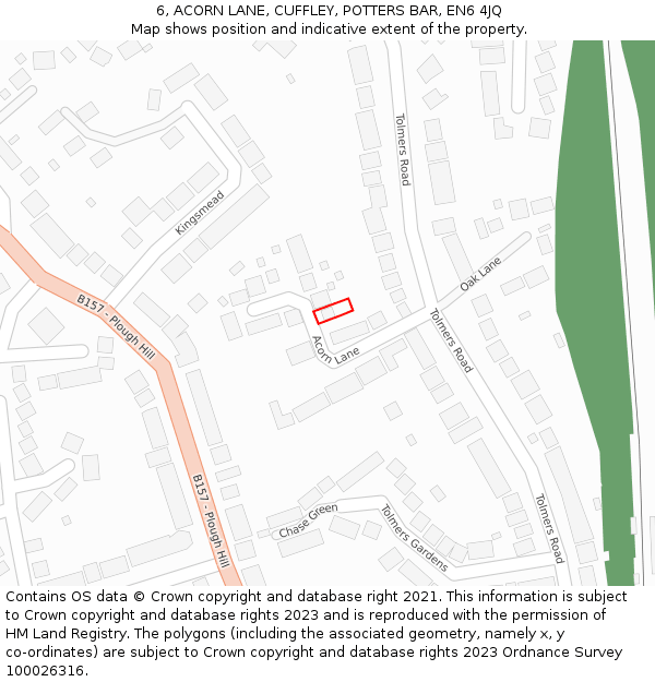 6, ACORN LANE, CUFFLEY, POTTERS BAR, EN6 4JQ: Location map and indicative extent of plot