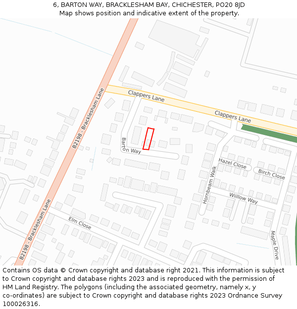 6, BARTON WAY, BRACKLESHAM BAY, CHICHESTER, PO20 8JD: Location map and indicative extent of plot