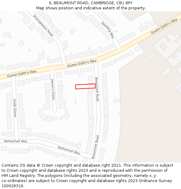 6, BEAUMONT ROAD, CAMBRIDGE, CB1 8PY: Location map and indicative extent of plot