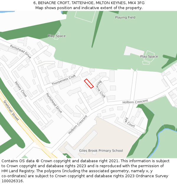 6, BENACRE CROFT, TATTENHOE, MILTON KEYNES, MK4 3FG: Location map and indicative extent of plot