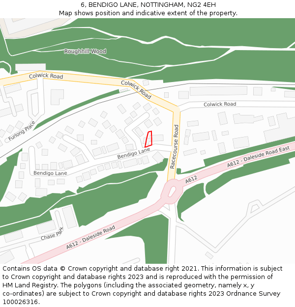 6, BENDIGO LANE, NOTTINGHAM, NG2 4EH: Location map and indicative extent of plot