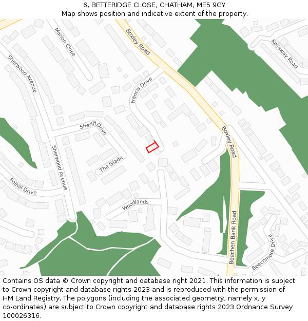 6, BETTERIDGE CLOSE, CHATHAM, ME5 9GY: Location map and indicative extent of plot