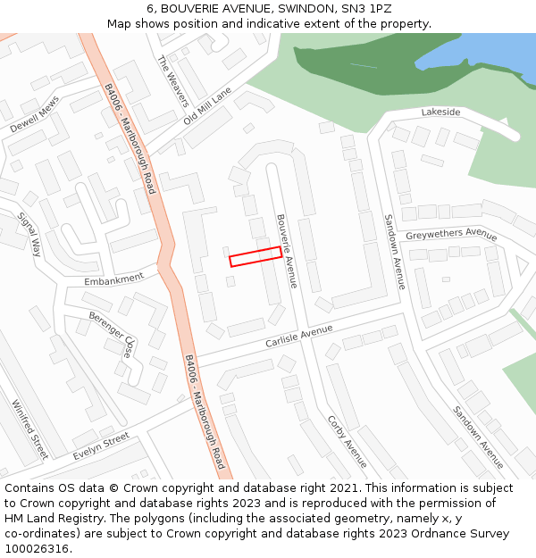 6, BOUVERIE AVENUE, SWINDON, SN3 1PZ: Location map and indicative extent of plot