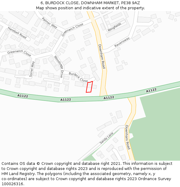 6, BURDOCK CLOSE, DOWNHAM MARKET, PE38 9AZ: Location map and indicative extent of plot