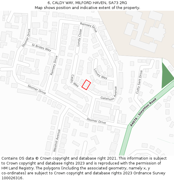 6, CALDY WAY, MILFORD HAVEN, SA73 2RG: Location map and indicative extent of plot