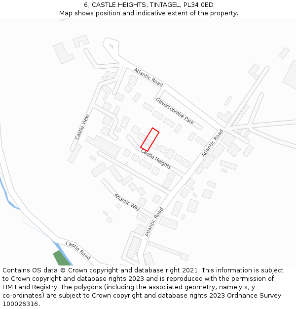 6, CASTLE HEIGHTS, TINTAGEL, PL34 0ED: Location map and indicative extent of plot