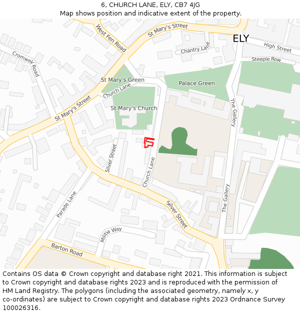 6, CHURCH LANE, ELY, CB7 4JG: Location map and indicative extent of plot