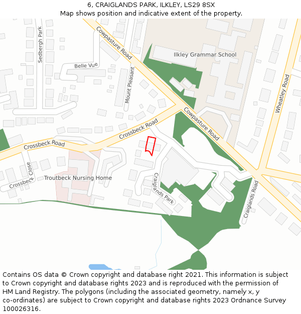 6, CRAIGLANDS PARK, ILKLEY, LS29 8SX: Location map and indicative extent of plot