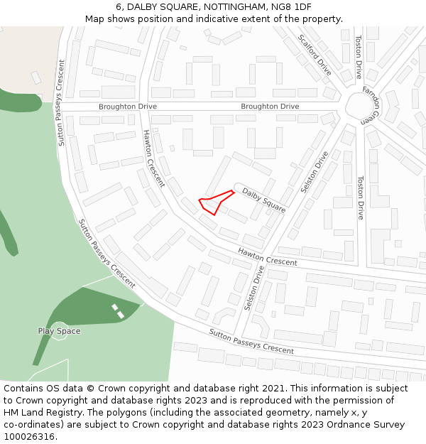 6, DALBY SQUARE, NOTTINGHAM, NG8 1DF: Location map and indicative extent of plot