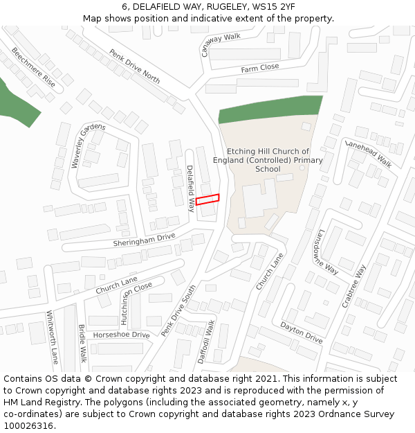 6, DELAFIELD WAY, RUGELEY, WS15 2YF: Location map and indicative extent of plot