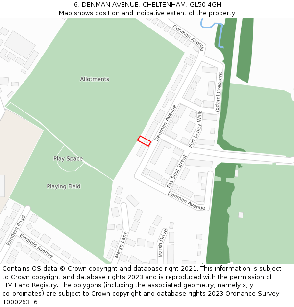 6, DENMAN AVENUE, CHELTENHAM, GL50 4GH: Location map and indicative extent of plot