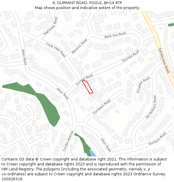 6, DURRANT ROAD, POOLE, BH14 8TP: Location map and indicative extent of plot