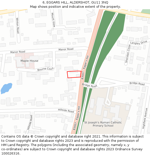 6, EGGARS HILL, ALDERSHOT, GU11 3NQ: Location map and indicative extent of plot