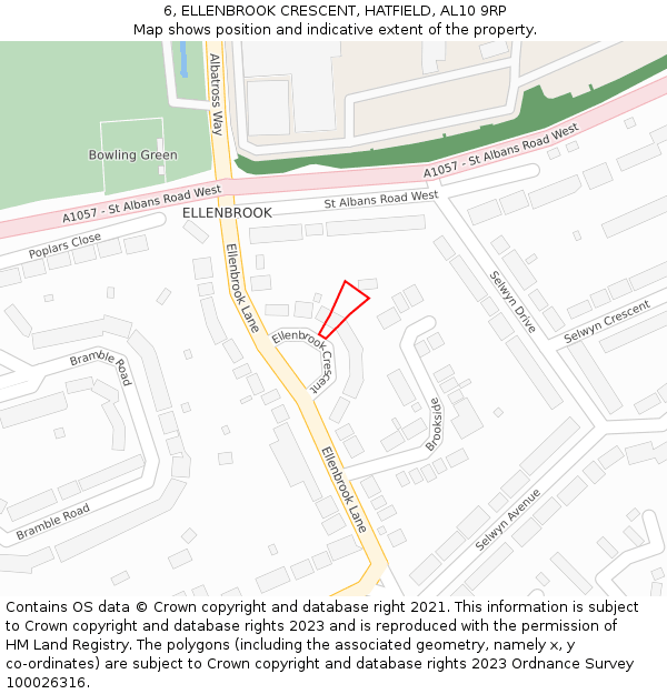 6, ELLENBROOK CRESCENT, HATFIELD, AL10 9RP: Location map and indicative extent of plot