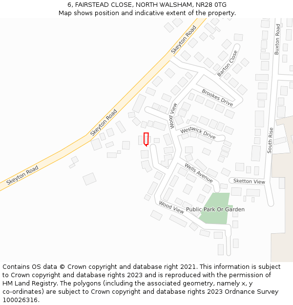 6, FAIRSTEAD CLOSE, NORTH WALSHAM, NR28 0TG: Location map and indicative extent of plot