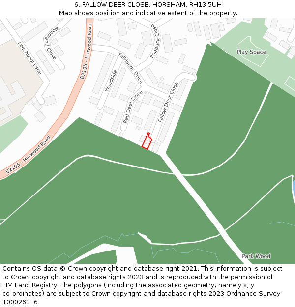 6, FALLOW DEER CLOSE, HORSHAM, RH13 5UH: Location map and indicative extent of plot