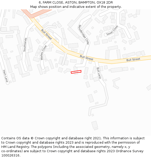 6, FARM CLOSE, ASTON, BAMPTON, OX18 2DR: Location map and indicative extent of plot