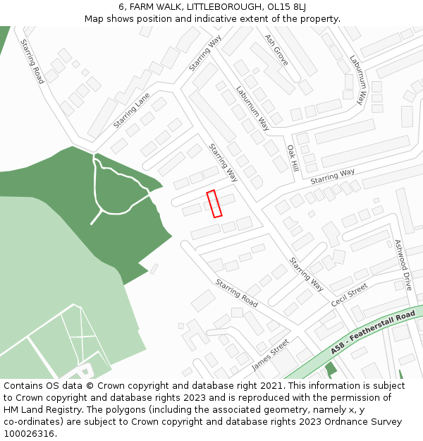 6, FARM WALK, LITTLEBOROUGH, OL15 8LJ: Location map and indicative extent of plot