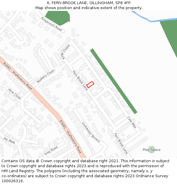 6, FERN BROOK LANE, GILLINGHAM, SP8 4FP: Location map and indicative extent of plot