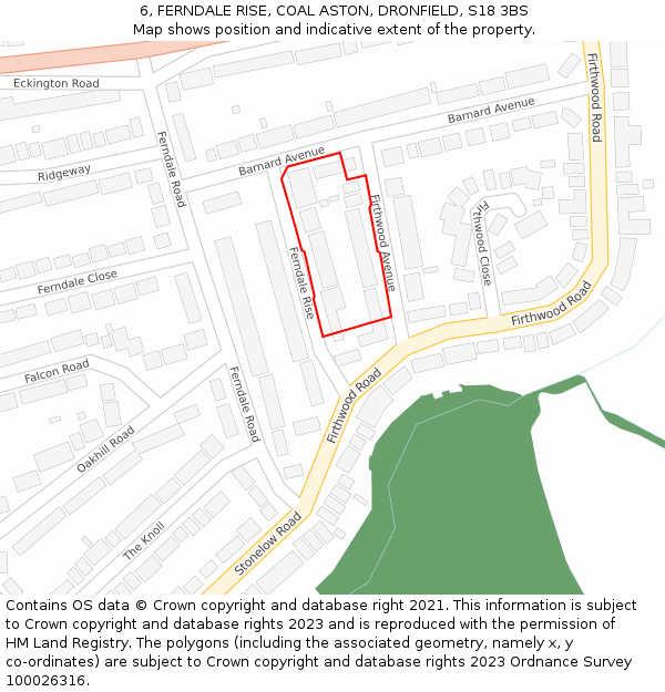 6, FERNDALE RISE, COAL ASTON, DRONFIELD, S18 3BS: Location map and indicative extent of plot