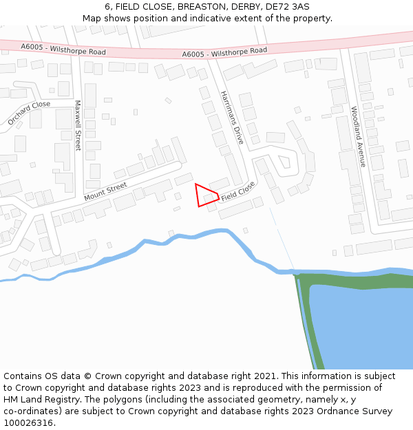 6, FIELD CLOSE, BREASTON, DERBY, DE72 3AS: Location map and indicative extent of plot