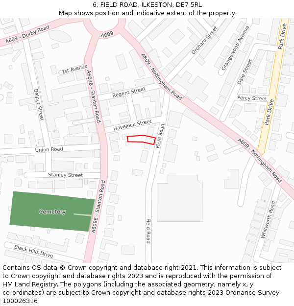 6, FIELD ROAD, ILKESTON, DE7 5RL: Location map and indicative extent of plot