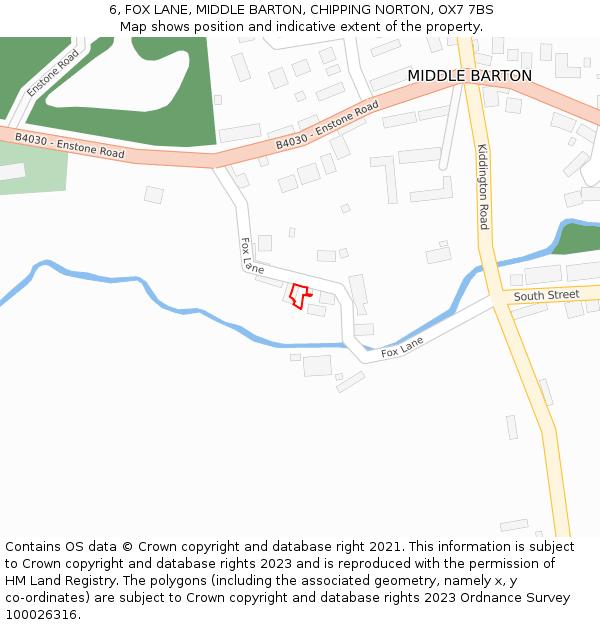 6, FOX LANE, MIDDLE BARTON, CHIPPING NORTON, OX7 7BS: Location map and indicative extent of plot