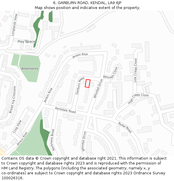 6, GARBURN ROAD, KENDAL, LA9 6JP: Location map and indicative extent of plot