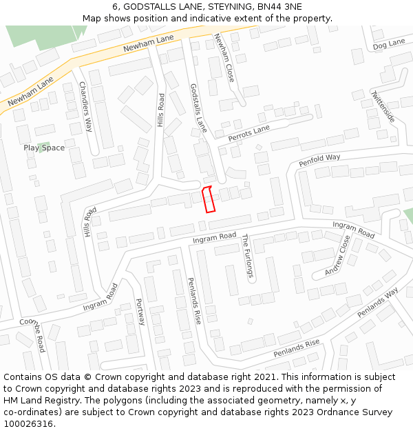 6, GODSTALLS LANE, STEYNING, BN44 3NE: Location map and indicative extent of plot