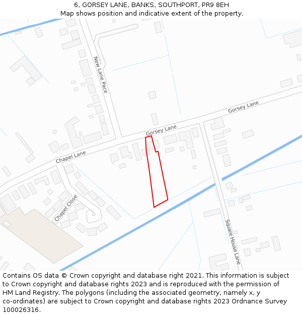 6, GORSEY LANE, BANKS, SOUTHPORT, PR9 8EH: Location map and indicative extent of plot