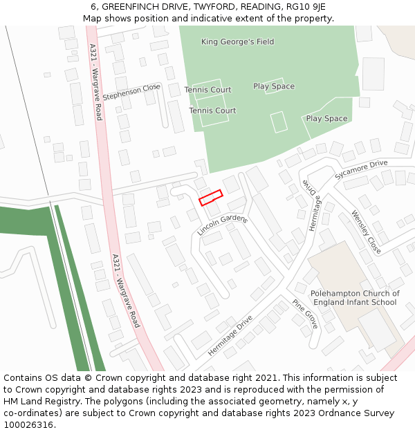 6, GREENFINCH DRIVE, TWYFORD, READING, RG10 9JE: Location map and indicative extent of plot