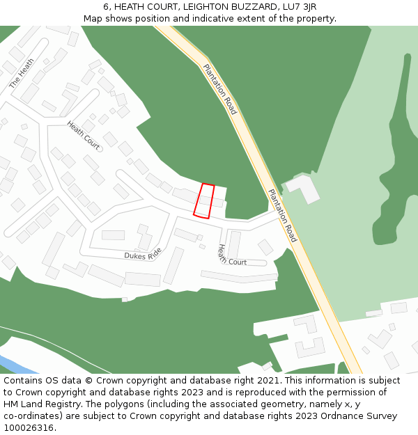 6, HEATH COURT, LEIGHTON BUZZARD, LU7 3JR: Location map and indicative extent of plot