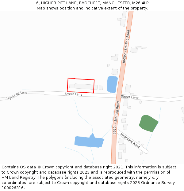 6, HIGHER PITT LANE, RADCLIFFE, MANCHESTER, M26 4LP: Location map and indicative extent of plot